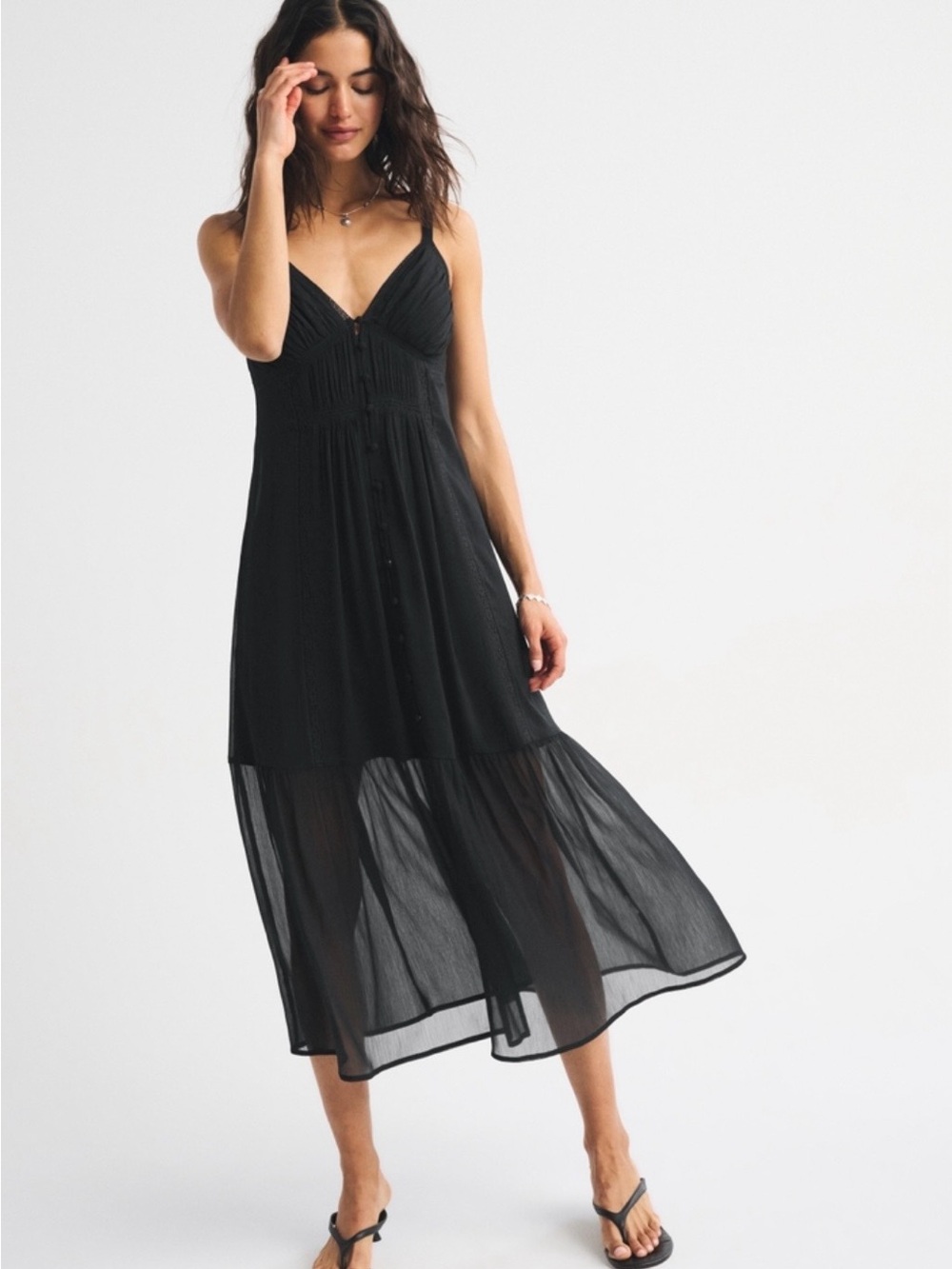 Abercrombie & Fitch Bra-Free Button-Through Duster Midi Dress